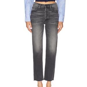 Mother Denim High Waisted Hiker Hoover Button Fly Straight Jeans 28 Black